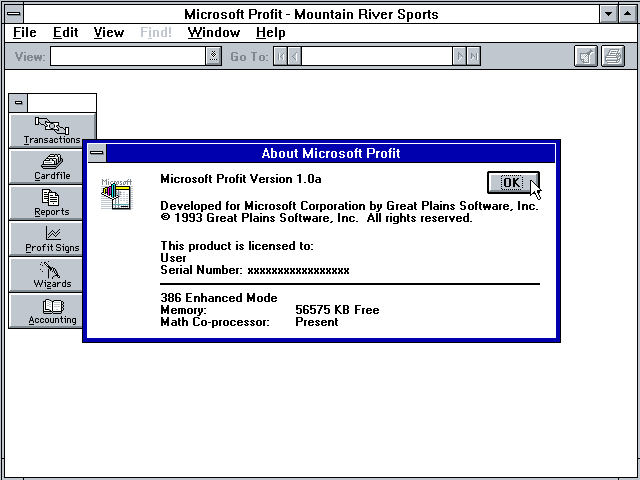 Microsoft Profit 1.0a - About